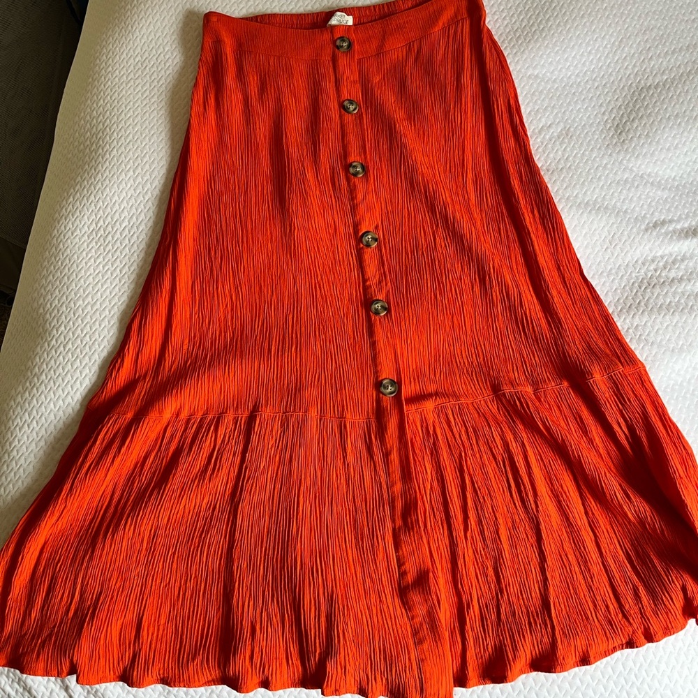 Market & Spruce Bright Orange A-Line Skirt